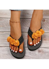 Black accessories,Contrast Color accessories,Black Falt Toe Post Contrast Slippers