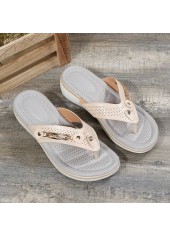 White accessories,Plain Color accessories,White Mid Heel Toe Post Slippers