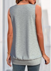 Light Grey tops,Striped tops,Geometric tops,ROTITA Fake 2in1 Striped Light Grey Tank Top