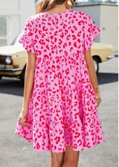 Pink dresses,Leopard dresses,Animal Print dresses,Everyday dresses,Casual dresses,Lightweigh Leopard Pink A Line Dress