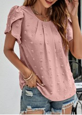 Dusty Pink tops,Plain Color tops,Lightweigh Dusty Pink Round Neck T Shirt