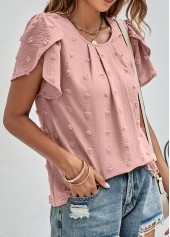 Dusty Pink tops,Plain Color tops,Lightweigh Dusty Pink Round Neck T Shirt