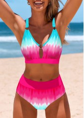 ROTITA Metal Ring Multi Color Ombre Bikini Top-No Bottom