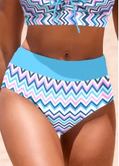 ROTITA Bas de bikini bleu taille mi-haute à imprimé chevrons