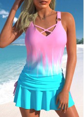 Criss Cross Multi Color Ombre Tankini Set