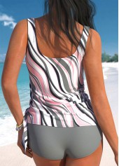 Dark Grey swimwear,White swimwear,Striped swimwear,Geometric swimwear,ROTITA Tie Dark Grey Striped Tankini Top