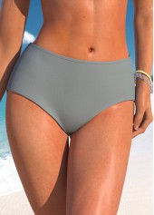Dark Grey swimwear,Plain Color swimwear,ROTITA Dark Grey Mid Waisted Bikini Bottom