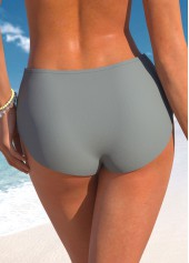 Dark Grey swimwear,Plain Color swimwear,ROTITA Dark Grey Mid Waisted Bikini Bottom