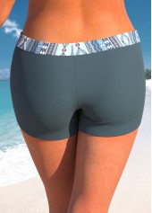 Dusty Blue plus size,Tribal plus size,Geometric plus size,ROTITA Plus Size Mid Waisted Tribal Print Swim Shorts