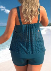 Rotita-Pfauenblaues überkreuztes Tankini-Oberteil in Übergröße-Kein Boden