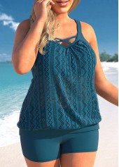 Rotita-Pfauenblaues überkreuztes Tankini-Oberteil in Übergröße-Kein Boden