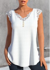 ROTITA Lace White V Neck Tank Top