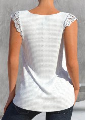 White tops,Plain Color tops,ROTITA Lace White V Neck Tank Top
