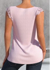 Light Pink tops,Plain Color tops,ROTITA Lace Light Pink V Neck Tank Top