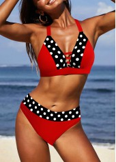 Red swimwear,Dot swimwear,ROTITA Criss Cross Red Polka Dot Bikini Top