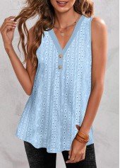 ROTITA Button Light Blue V Neck Tank Top