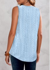 Light Blue tops,Plain Color tops,ROTITA Button Light Blue V Neck Tank Top