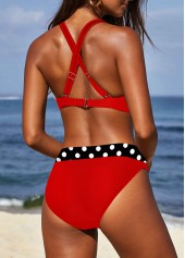Red swimwear,Dot swimwear,ROTITA Criss Cross Red Polka Dot Bikini Top