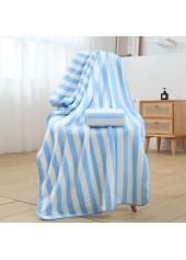 Striped Contrast Light Blue Beach Blanket