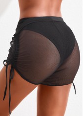ROTITA Black Drawstring High Waisted Beach Shorts
