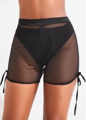 Black swimwear,Plain Color swimwear,ROTITA Black Drawstring High Waisted Beach Shorts