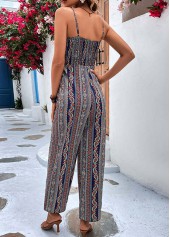 Multi Color jumpsuits & rompers,Tribal jumpsuits & rompers,Striped jumpsuits & rompers,Tie Tribal Print Multi Color Ankle Length Jumpsuit