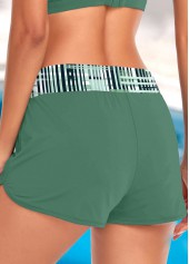 Sage Green swimwear,Geometric swimwear,ROTITA Sage Green Geometric Print Mid Waisted Beach Shorts