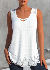 ROTITA Lace White V Neck Tank Top
