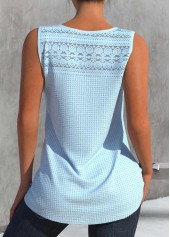 Light Blue tops,Plain Color tops,ROTITA Lace Light Blue V Neck Tank Top