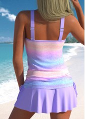 Rotita Criss Cross hellviolettes Ombre-Tankini-Oberteil-Kein Boden