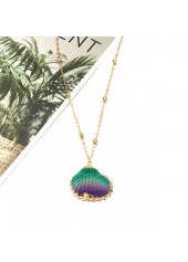 Metal Detail Multi Color Shell Design Necklace