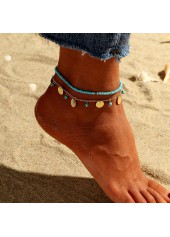 Asymmetrical Beads Detail Neon Blue Anklet Set
