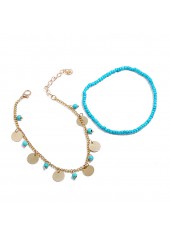 Neon Blue jewelry,Other jewelry,Asymmetrical Beads Detail Neon Blue Anklet Set