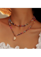 Asymmetrical Plastic Detail Multi Color Necklace