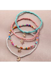 Multi Color jewelry,Other jewelry,Asymmetrical Layered Beads Multi Color Anklet Set