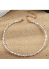 Round Small Pearl Detail White Necklace