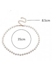 White jewelry,Other jewelry,Round Small Pearl Detail White Necklace