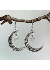 Moon Design Silver Iron Detail Earrings