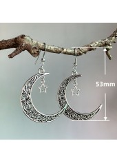 Silver jewelry,Galaxy jewelry,Moon Design Silver Iron Detail Earrings