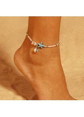 Star White Shell Design Beads Anklet