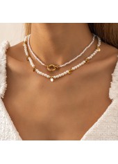Round Pearl Design White Necklace Set