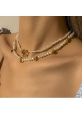 White jewelry,Gold jewelry,Other jewelry,Round Pearl Design White Necklace Set