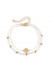 White jewelry,Gold jewelry,Other jewelry,Round Pearl Design White Necklace Set