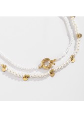 White jewelry,Gold jewelry,Other jewelry,Round Pearl Design White Necklace Set