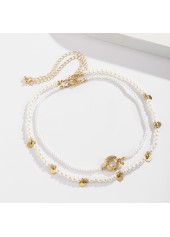 White jewelry,Gold jewelry,Other jewelry,Round Pearl Design White Necklace Set