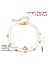 White jewelry,Gold jewelry,Other jewelry,Round Pearl Design White Necklace Set