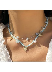 Gold Metal Asymmetrical Multi Color Necklace Set