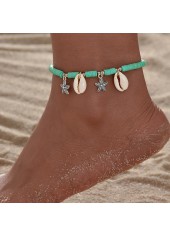 Mint Green Shell Plastic Star Anklet