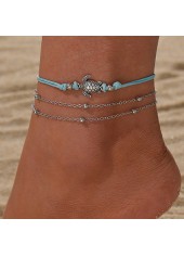 Metal Silver Turtle Design Anklet Set