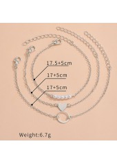 Silver jewelry,Plain Color jewelry,Asymmetrical Design Silver Pearl Detail Bracelet Set